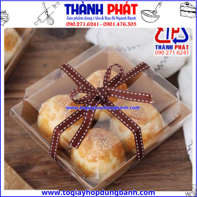 Hộp giấy kraft E118- hộp kraft vuông nắp nhựa- hộp giấy kraft vuông- hộp đựng sandwich nắp nhựa