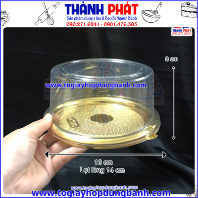 Hộp A1680 – Hộp nhựa đế vàng A1680 – Hộp nhựa đựng bánh đào tiên 14cm - Hộp A1680 đựng bánh bông lan trứng muối 14cm - Hộp A1680 đựng bánh 14cm - Hộp A1680 đế vàng đựng bánh đào tiên 14cm