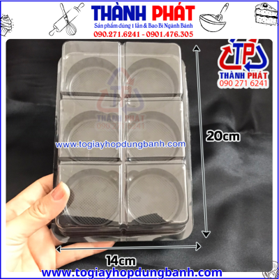 Hộp nhựa đựng 6 bánh trung thu mini FG332 – Hộp đựng bánh mochi 6 ngăn FG332 Hộp đựng bánh trung thu 50G 6 ngăn