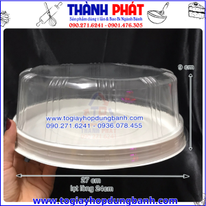Hộp H122 đựng bánh bông lan 24cm -Hộp H122 đựng rau câu 3D size 24cm- Hộp nhựa đựng bánh 25cm- Hộp nhựa tròn H122 đựng bánh size 24cm