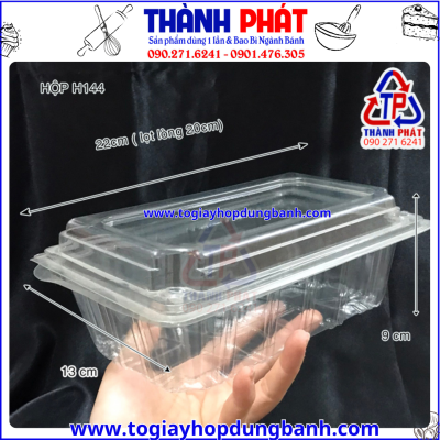Hộp nhựa H144 trong suốt dùng đựng bánh mì hoa cúc -Hộp H144 đùng đựng bánh bông lan trứng muối -Hộp H144 dùng đựng bánh mì phô mai tan chảy