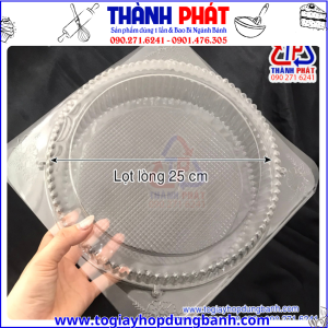 Hộp nhựa H29 đựng bánh bông lan trứng muối 25cm -Hộp tròn H29 nắp gập đựng bánh bông lan trứng muối 25cm- Hộp H29 đựng bánh 25cm -Hộp nhựa H29 trong đựng bánh 25cm