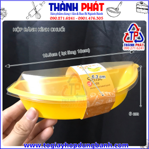 Hộp bánh hình chuối -Hộp đựng bánh JM510 hình chuối- Hộp đựng bánh chuối đài loan -Hộp nhựa vàng hình chuối đựng bánh bông lan hình chuối