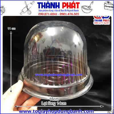 Hộp nhựa H24 bầu đế đen- Hộp H24 vòm đen- Hộp đựng bánh kem 14cm- Hộp đựng bánh bông lan trứng muối
