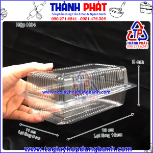 Hộp H04 đựng bánh- Hộp nhựa đựng bánh bông lan trứng muối- Hộp đựng bánh mì chà bông- Hộp đựng bánh mì phô mai- Hộp đựng bánh cuộn dài 16cm