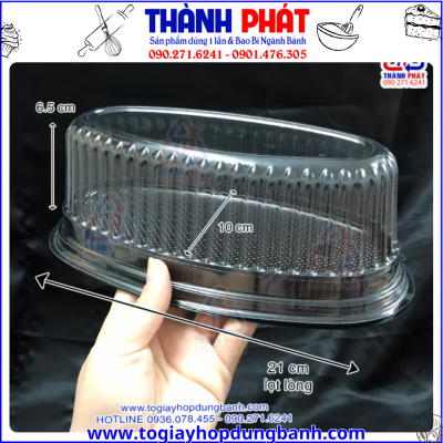 Hộp F70 oval đế đen dùng đựng bánh mì tan chảy -Hộp F70 đựng bánh mì hoa cúc