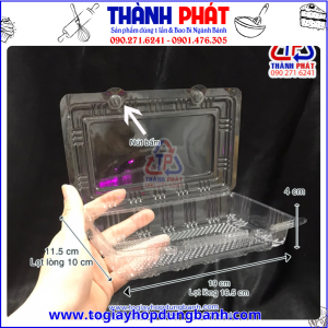 Hộp nhựa H148 đựng bánh có nút bấm -Hộp nhựa H148 đựng bánh bông lan trứng muối hình chữ nhật -Hộp nhựa H148 đựng bánh su kem tròn -Hộp nhựa H148 đựng bánh ttiramisu