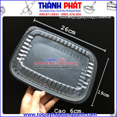 Hộp nhựa HT203 đế đen đựng bánh su kem -Hộp nhựa đế đen size lớn HT203 đựng 1kg cơm sầu riêng- Hộp HT203 đựng cơm mang đi -Hộp HT203 đựng trái cây gọt sẵn