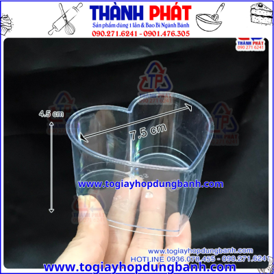 Hộp trái tim WH-55 đựng tiramisu - Hộp hình trái tim làm bánh kem hiện đại - Hộp trái tim đựng bánh mousse