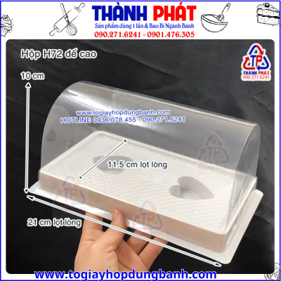 Hộp H72 đế cao dùng đựng bánh bông lan cuộn lớn size 21cm- Hộp đựng bánh bông lan cuộn chà bông H72- Hộp H72 đựng bánh bông lan cuộn trứng muối