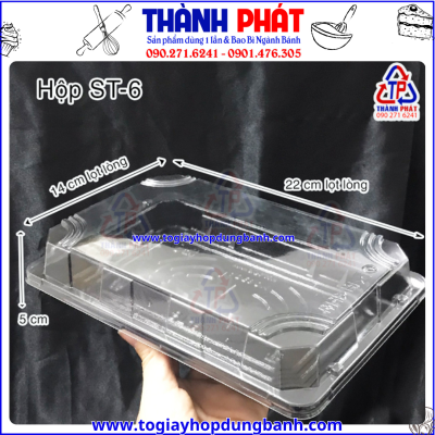 Hộp nhựa ST-6 chữ nhật đế đen đựng sushi -Hộp ST-6 chữ nhật dùng đựng kim bắp -Hộp đựng cơm cuộn ST-6- Hộp đựng sushi mini