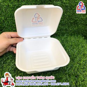 Hộp bã mía vuông trắng dùng đựng bento cake- Hộp bã mía vuông dùng đựng bánh kem mini - Hộp bã mía vuông dùng đựng bánh