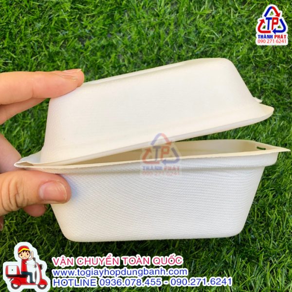 Hộp bã mía vuông trắng dùng đựng bento cake- Hộp bã mía vuông dùng đựng bánh kem mini - Hộp bã mía vuông dùng đựng bánh