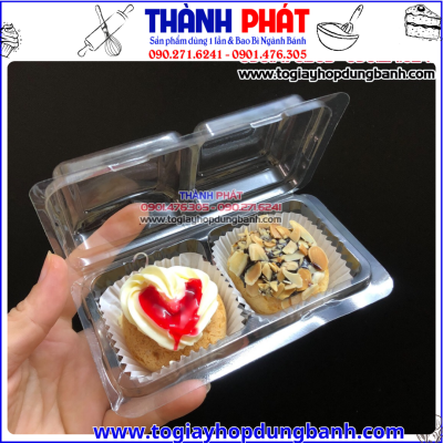 Hộp H162 đựng 2 bánh su singapore -Hộp H162 đựng 2 bánh su kem -Hộp H162 đựng 2 bánh trung thu đài loan