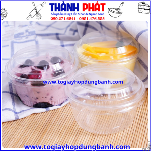 Hộp đựng bánh lạnh Xy581 - Hộp tròn đựng tiramisu - Hộp tròn đựng bánh mousse dễ thương - Hộp tròn xy581 đựng panna cotta