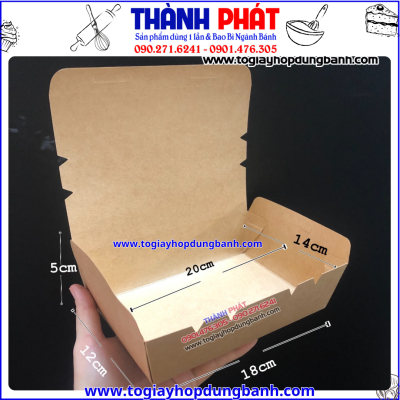 Hộp giấy đựng cơm 1200ml- hộp giấy kraft 1200ml- hộp giấy đựng salad- hộp giấy đựng cơm gạo lứt
