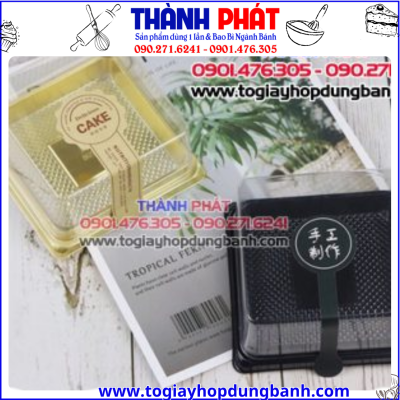 Hộp nhựa vuông XY80S đế đen - hộp trung thu XY80s đế vàng đựng bánh trung thu 100g-150g- Hộp đựng bánh trung thu 100g