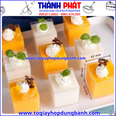 Ly 4248- Ly mousse vuông mini- Ly tiramisu vuông- Ly ghép bánh kem-Ly đựng bánh lạnh mini