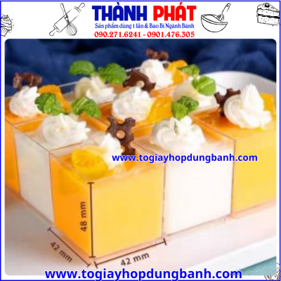 Ly tiramisu vuông 4248 đựng bánh lạnh- ly panna cotta vuông - Ly 4248 vuông tiramisu