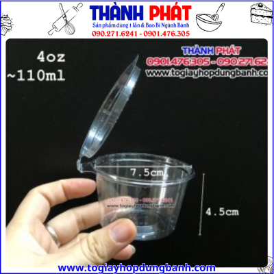 Hủ sốt 4oz- hủ sốt 4oz nắp liền- hũ đựng nước chấm 110ml- hủ đựng topping trà sữa