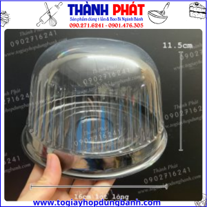 Hộp H25 mô đế đen- hộp nhựa nắp vòm đựng bánh kem mini- hộp bánh 16cm cao cấp- hộp đựng bánh bông lan trứng muối