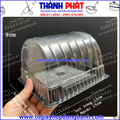Hộp H22 đế đen- Hộp đựng bánh bông lan cuộn- Hộp bánh cuộn H22- Hộp nhựa đế đen nắp trong- Hộp đựng bánh ngọt cao cấp