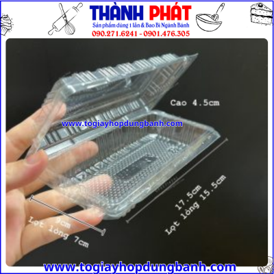 Hộp H155- Hộp đựng bánh tart trứng- Hộp đựng 2 bánh tart- Hộp nhựa đựng bánh ngọt- Hộp đựng bánh chữ nhật
