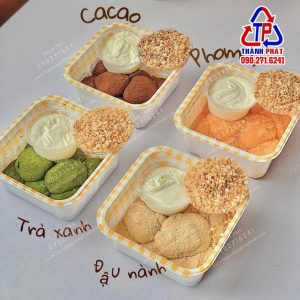 Hộp caro vuông nắp trong - hộp caro vuông màu vàng - hộp caro vuông đựng bánh mousse
