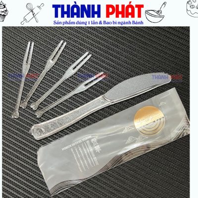 Bộ dao nĩa cắt trung thu-Dao nĩa nhựa cắt bánh trung thu- Phụ kiện ăn bánh trung thu- Dao nĩa dùng 1 lần cho bánh trung thu -Dao nĩa mini kèm hộp bánh trung thu