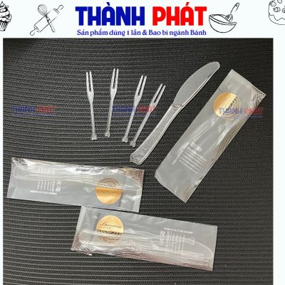 Bộ dao nĩa cắt trung thu-Dao nĩa nhựa cắt bánh trung thu- Phụ kiện ăn bánh trung thu- Dao nĩa dùng 1 lần cho bánh trung thu -Dao nĩa mini kèm hộp bánh trung thu