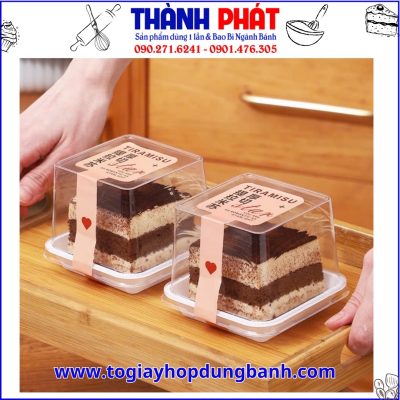 Hộp đựng bánh GY-757 - Hộp đựng bánh tiramisu - Hộp đựng bánh mousse - Hộp vuông đựng bánh lạnh - Hộp đựng bánh Thành Phát
