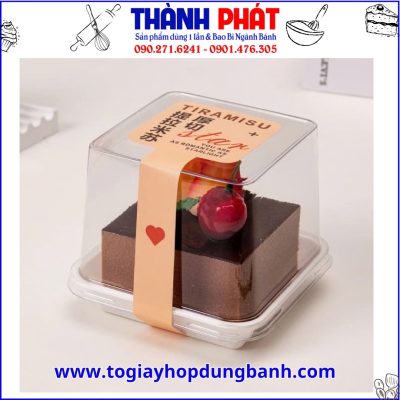 Hộp đựng bánh GY-757 - Hộp đựng bánh tiramisu - Hộp đựng bánh mousse - Hộp vuông đựng bánh lạnh - Hộp đựng bánh Thành Phát