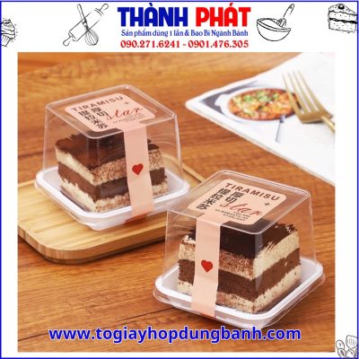Hộp đựng bánh GY-757 - Hộp đựng bánh tiramisu - Hộp đựng bánh mousse - Hộp vuông đựng bánh lạnh - Hộp đựng bánh Thành Phát
