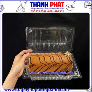Hộp HH-143 đựng bánh bông lan cuộn-Hộp đựng bánh trong suốt-Hộp HH-143 đựng bánh khô