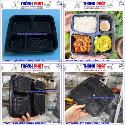 Hộp Nhựa JB26 Đựng Cơm 4 Ngăn Cao Cấp – Hộp Cơm Văn Phòng- Take Away Tiện Lợi- Chia Ngăn Thực Phẩm Gọn Gàng