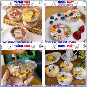 Hộp Pet W117 -8 oz - hộp tròn đựng tiramisu - hộp tròn w117 đựng granola trái cây-Hộp tròn đựng bánh Flan