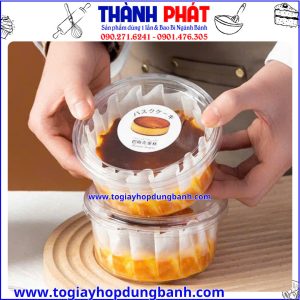 Hộp W117 -12oz đựng bánh mousse - hộp tròn đựng flan gatô nướng - Hộp đựng chè 350ml - Hộp Pet W117 -12oz- hộp tròn đựng bánh Flan khổ lớn