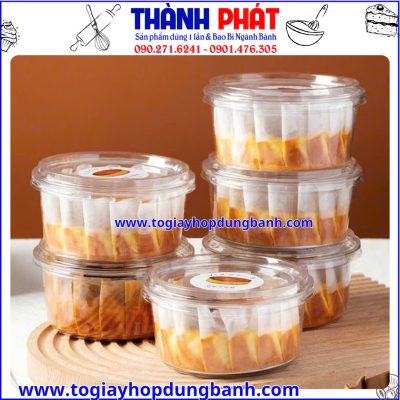 Hộp W117 -12oz đựng bánh mousse - hộp tròn đựng flan gatô nướng - Hộp đựng chè 350ml - Hộp Pet W117 -12oz- hộp tròn đựng bánh Flan khổ lớn-Hộp nhựa tròn nắp rời
