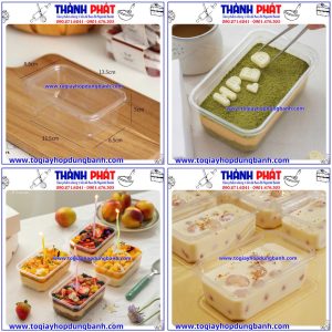 Hộp chữ Nhật đựng tiramisu JY1250- Hộp JY1250 đựng bánh mousse- Hộp JY1250 đựng bánh ô Long nhãn nhài-Hộp nhựa trong suốt chữ nhật