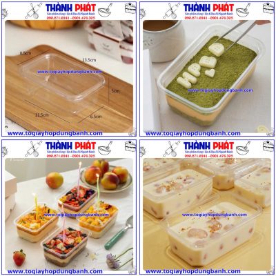 Hộp chữ Nhật đựng tiramisu JY1250- Hộp JY1250 đựng bánh mousse- Hộp JY1250 đựng bánh ô Long nhãn nhài-Hộp nhựa trong suốt chữ nhật