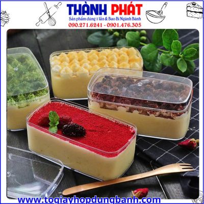 Hộp mica chữ nhật đựng bánh mousse LC-1250 - Hộp mica chữ nhật 1250 đựng bánh tiramisu - Hộp chữ nhật mica đựng bánh quy - Hộp mica 1250 đựng bánh cookie quà tết