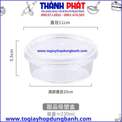 Kích thước Hộp Pet W117 -8 oz - hộp tròn đựng tiramisu - hộp tròn w117 đựng granola trái cây-Hộp tròn đựng bánh Flan