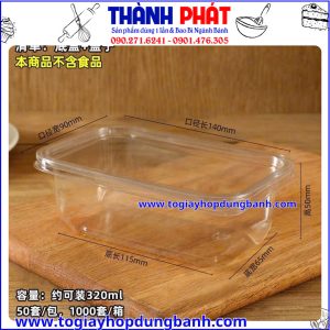 Kích thước Hộp chữ Nhật đựng tiramisu JY1250- Hộp JY1250 đựng bánh mousse- Hộp JY1250 đựng bánh ô Long nhãn nhài-Hộp nhựa trong suốt chữ nhật