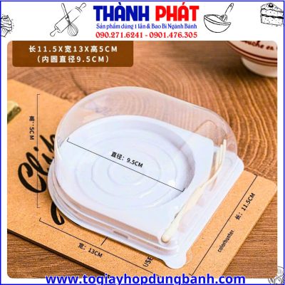 Kích thước hộp GY-015- hộp đựng bánh kèm nĩa- hộp bánh mousse mini- hộp nhựa trong đựng bánh