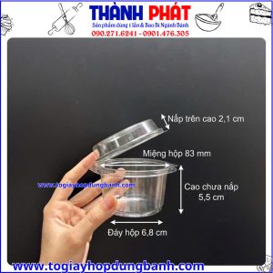 Kích thước hộp H176 nắp gập liền- hộp đựng bánh flan- hộp panna cotta- hộp mousse mini