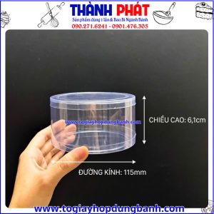 Kích thước hộp tròn đựng bánh flan -hộp nhựa 115x61 -hộp đựng bánh quy trong suốt- hộp đựng bánh khô