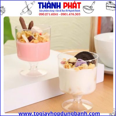 Ly GD-2021 đựng bánh mousse - Ly mica đựng bánh tiệc teabreak - Ly mica chân đế GD-2021 đựng kem - Ly panna cotta GD-2021