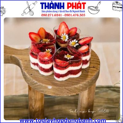 Ly mica tim 5040 đựng bánh mousse - Ly trang trí tiệc teabreak - Ly mica đựng bánh tiramisu hình tim - Ly mica tim 5040