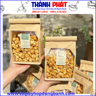 Túi giấy đựng bắp rang-túi giấy đựng bánh mì -túi kraft đựng bánh mì- túi bánh mì có cửa sổ-túi bánh mì bakery