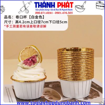 cup giấy viền vàng cup muffin mini -cup giấy làm bánh tiệc-cupcake paper cup -cup giấy làm bánh sinh nhật mini